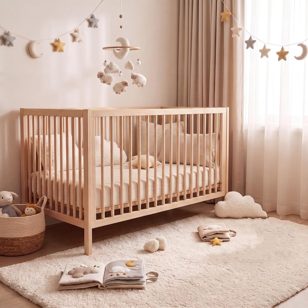 Sheep Baby Mobile for Crib, Cloud Baby Crib Mobile for Girls & Boys, Neutral Crib Toys Hanging, Lamb Baby Mobile