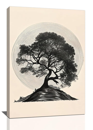 Boho Tree Wall Decor Tree of Life Picture Wall Art Zen Canvas Print Painting Minimalist Line Art Artwork Gifts Living