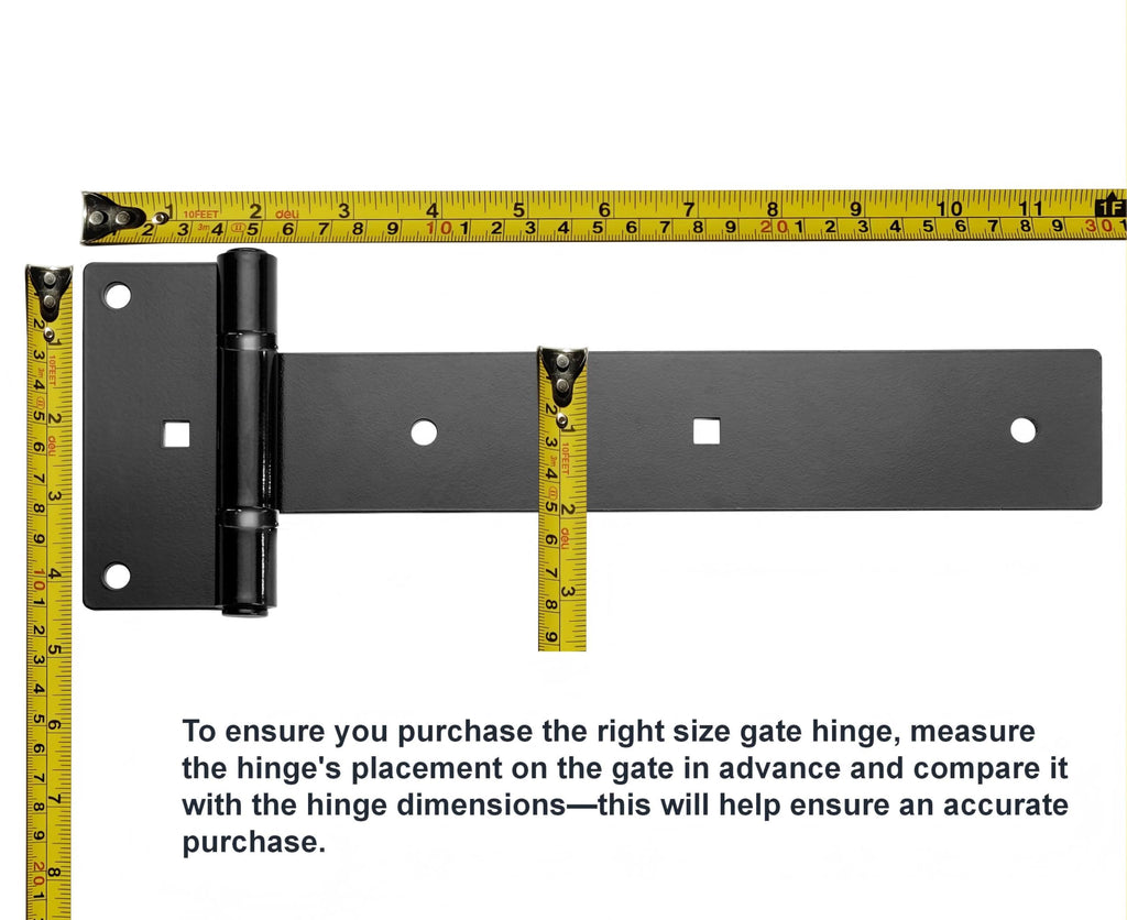 Heavy Duty T Strap Gate Hinges, 12 Inch 4mm Thick - 180° Open