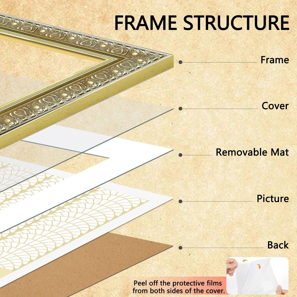 14x16 Picture Frame Gold, Ornate Vintage Photo Frame