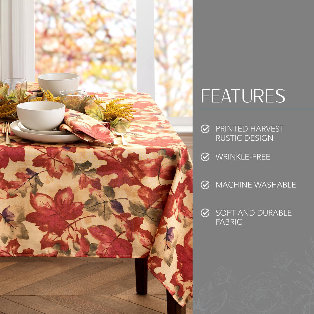 Harvest Festival Fall Printed Tablecloth, Multicolor - 60" W x 84" L