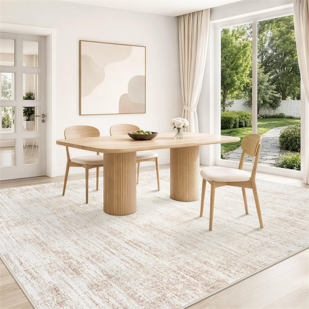 Area Rugs Washable Rug Neutral Abstract Beige Carpet