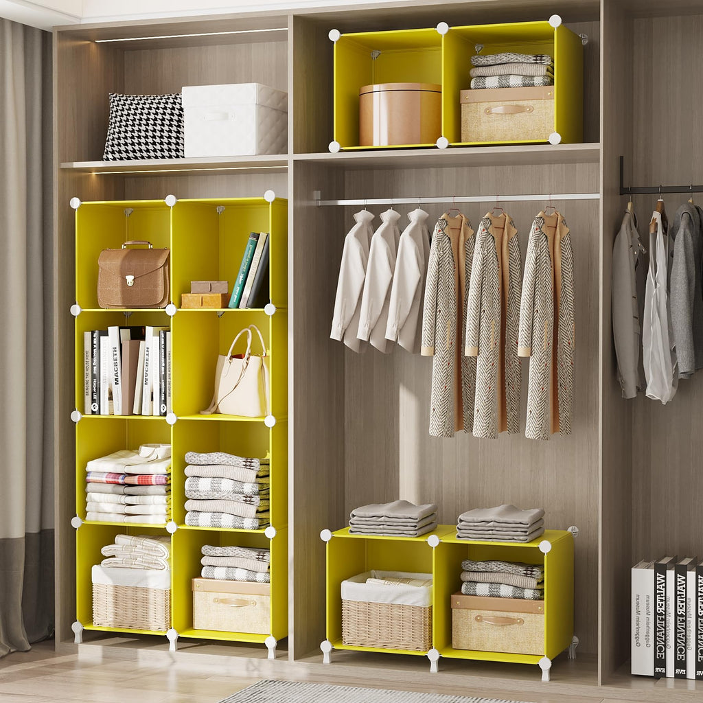 Cube Storage Organizer, 6 Cube Closet Storage Shelves, Yellow