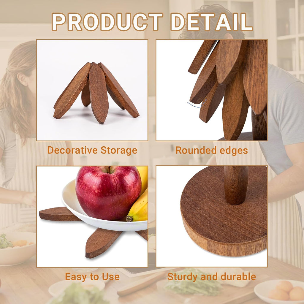 Wooden Tree-Shaped Trivets Set for Coffee Table, Kitchen - Set of 4