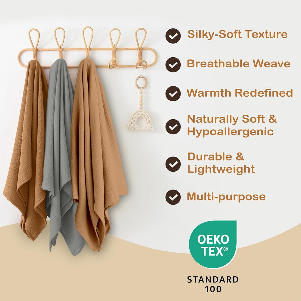 100% Organic Cotton 2 PK Baby Receiving Blankets Unisex 47x47