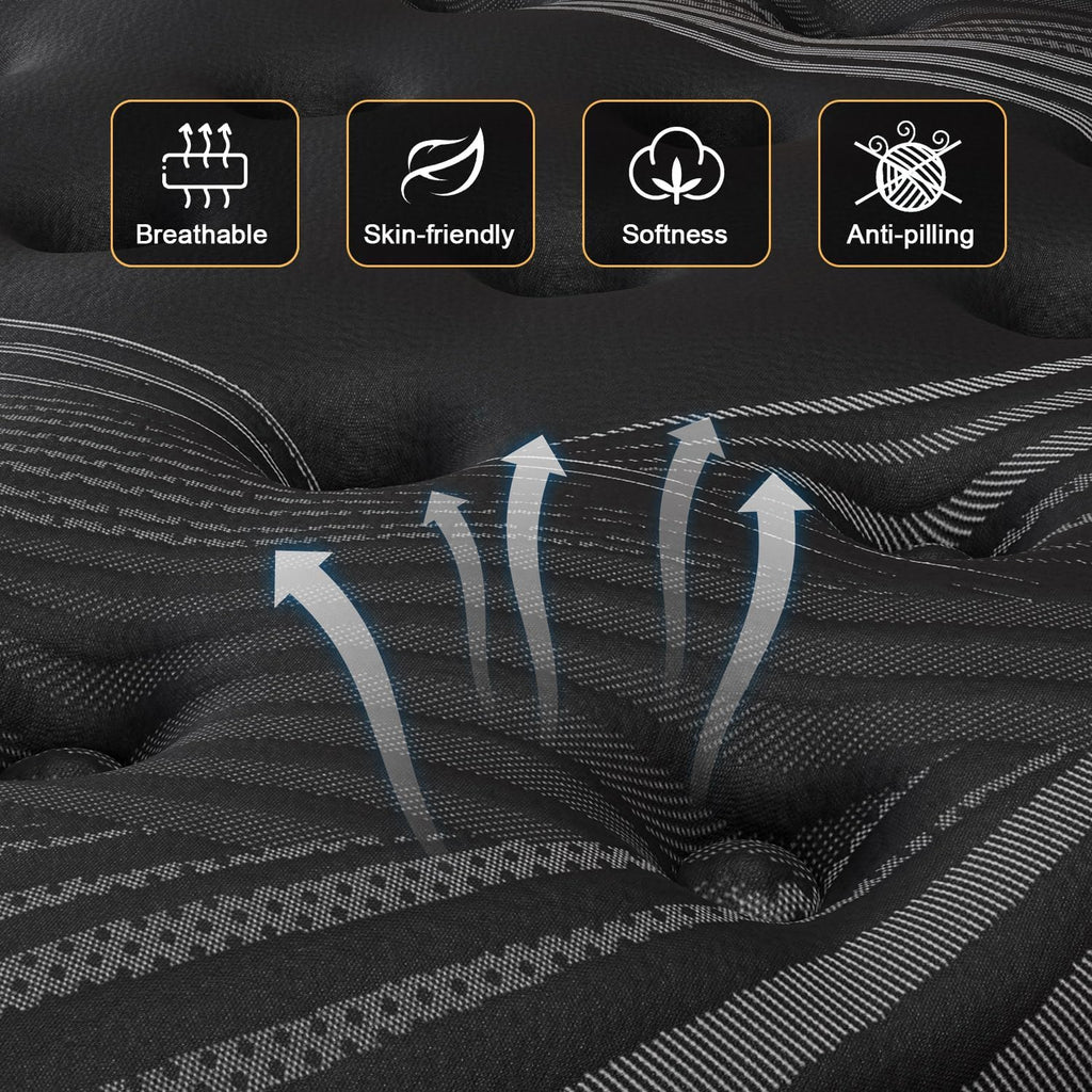 Queen Mattress, 14 Inch Hybrid Mattresses, Medium-Firm Feel with Pocket Springs & Cooling Gel Memory Foam