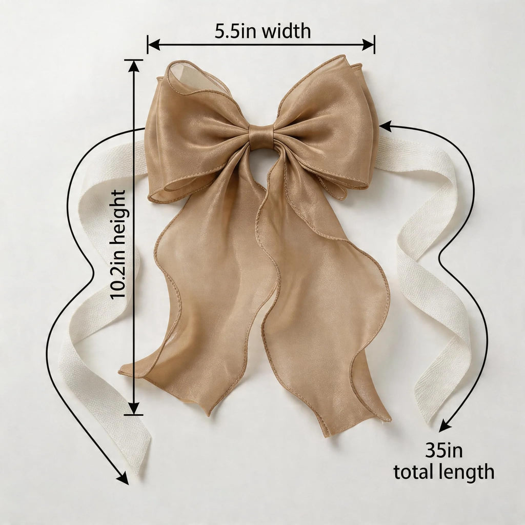 French Lace Bow Curtain Tiebacks, Brown - 2 Pack