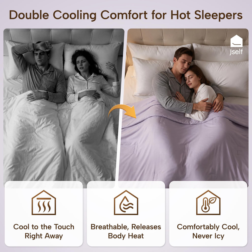 Cooling Comforter Queen, 100% Viscose from Bamboo Lightweight All-Season Quilt for Hot Sleepers