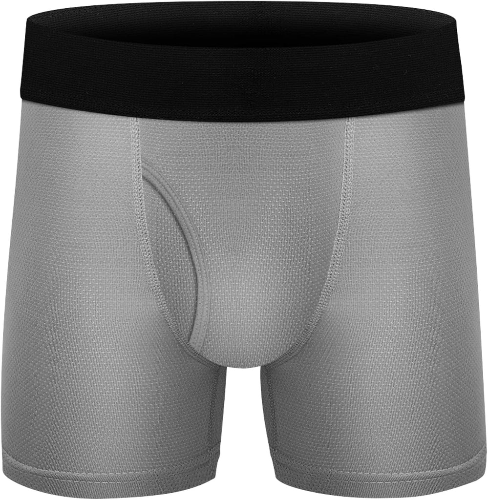 Boys Boxer Briefs,Cotton Toddler Underwear Breathable Mesh Performance Sport Big Boy Boxer Briefs with Fly 5Pack