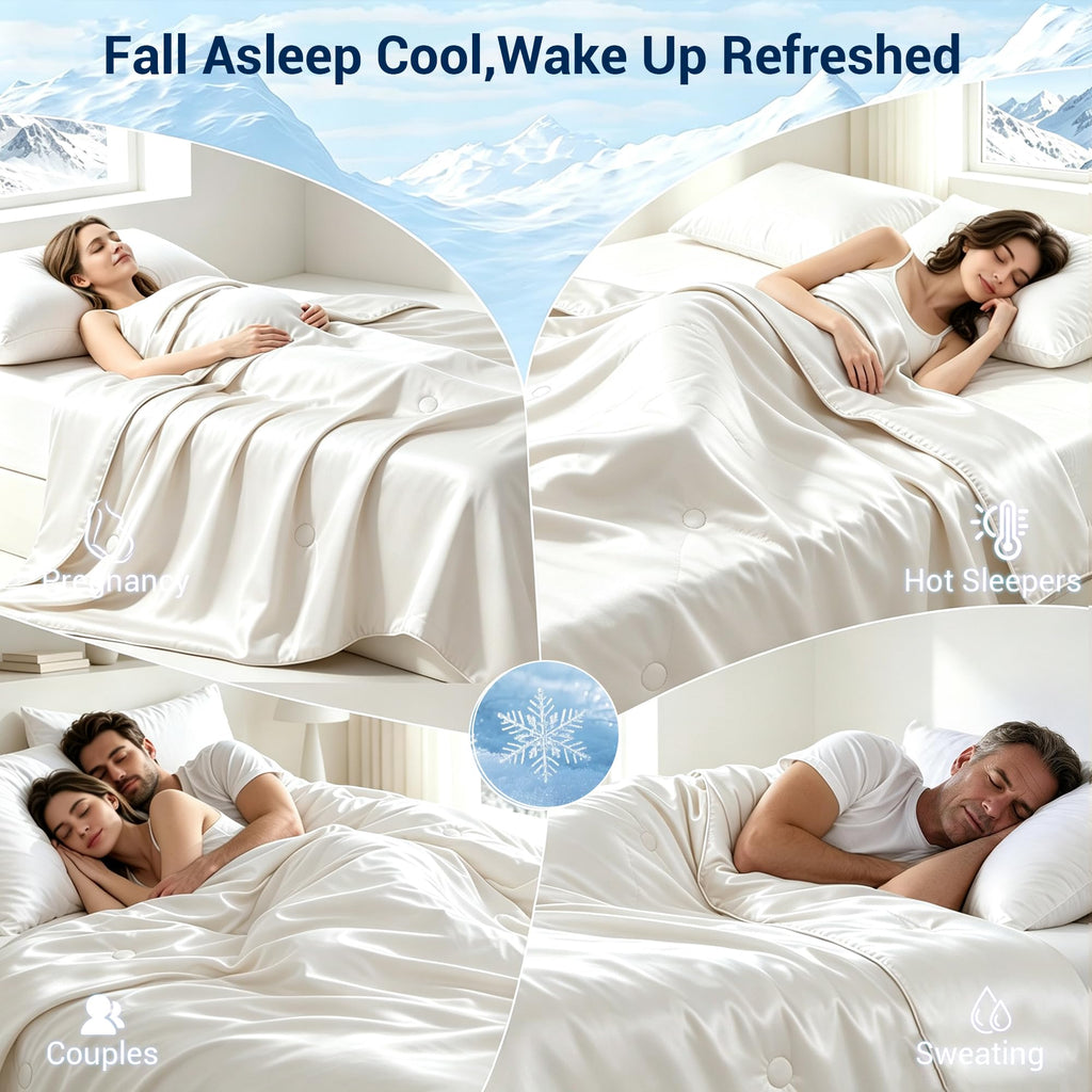 Cooling Blanket, Ice Silk Comforter for Hot Sleepers