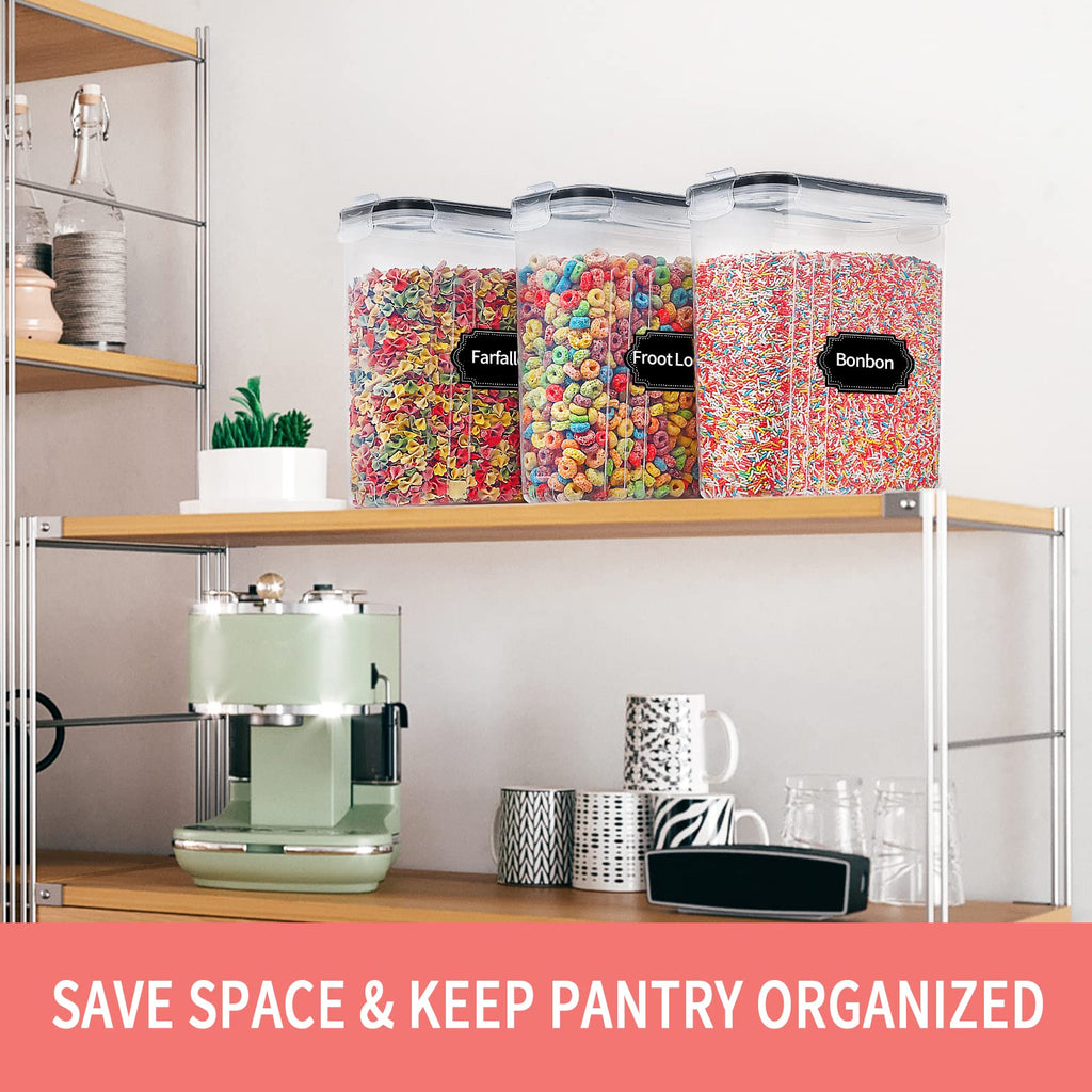 Cereal Containers Storage Set (4L,135.2 Oz), 8PCS Airtight Food Storage Containers with Lids & Pantry Organizers