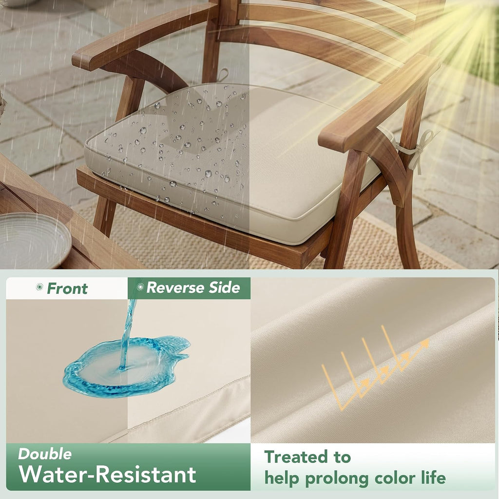 Outdoor Chair Cushions Set of 4: Waterproof & Fade Resistant Patio Furniture Cushions - 17 x 16 x 2 Inch Non Slip
