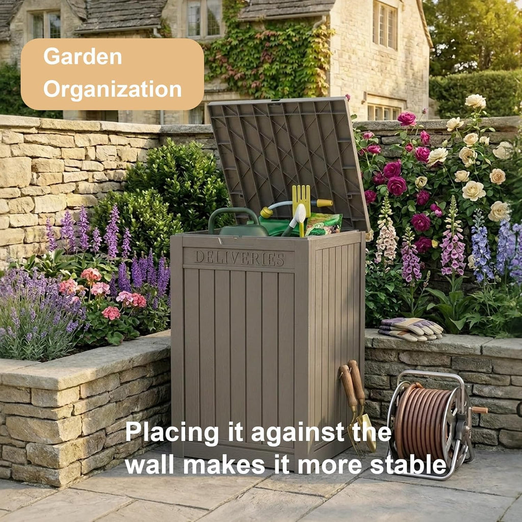 Package Delivery Box 55 Gallon with Lockable Secure,Outdoor Package Drop Container Waterproof Patio and Curbside(Grey)