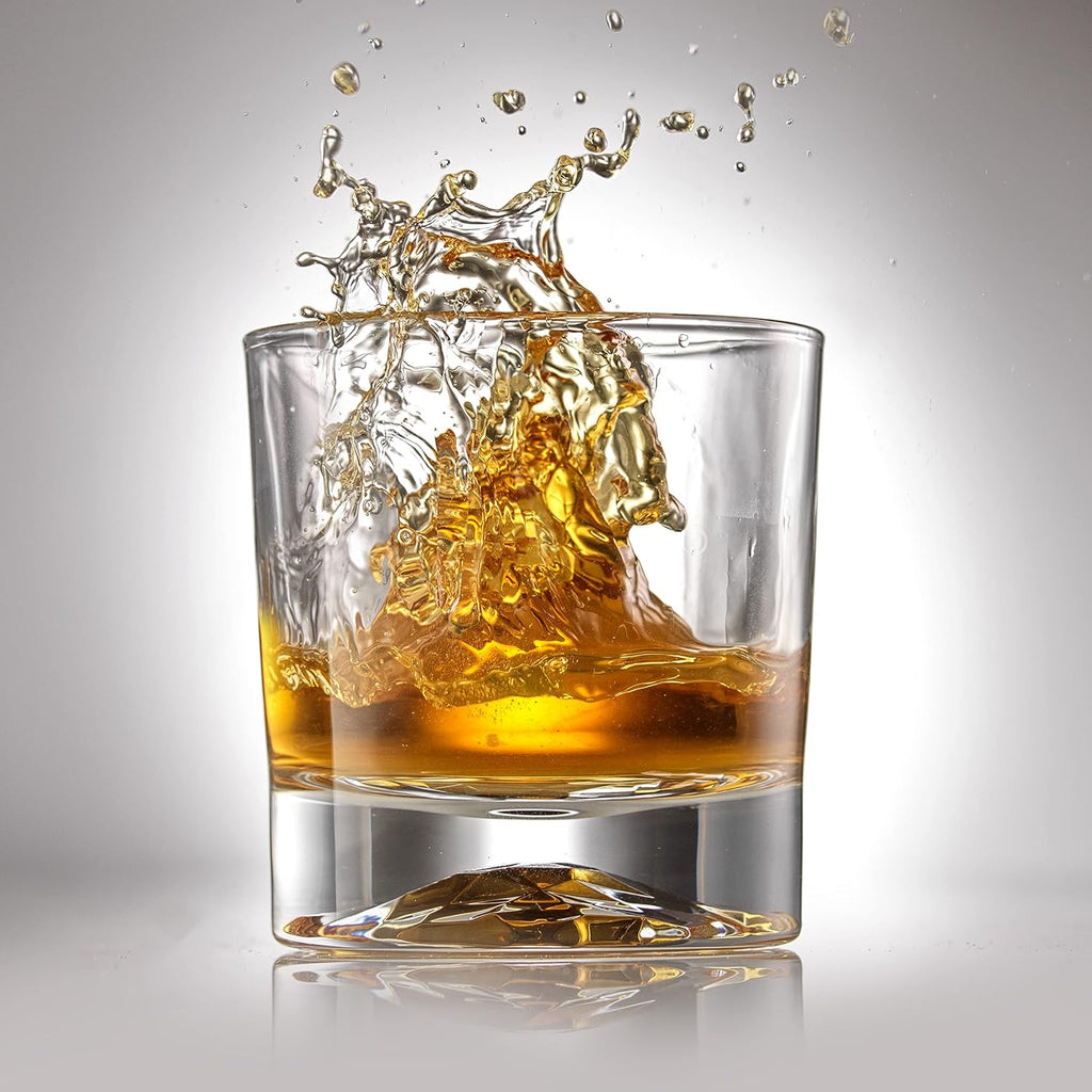 Everyday Whiskey Glasses - 10oz Old Fashioned Glasses, Set 4 Crystal Scotch Glasses, Rocks Glass, Bourbon Glasses