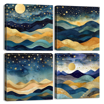 Mountain Canvas Wall Art Abstract Nordic Wall Decor Watercolor Sunrise Forest Pictures Prints Posters Nature Wall