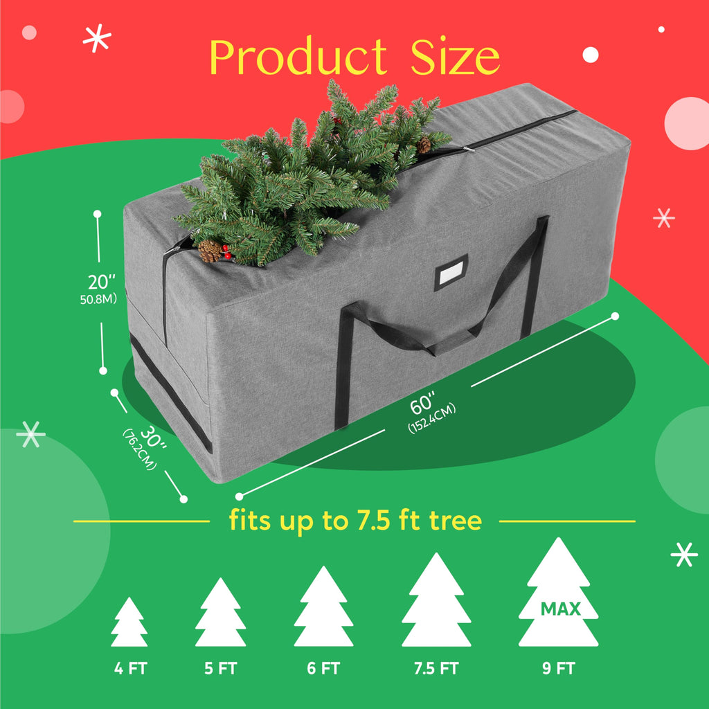 Christmas Tree Storage Bag - for 9 ft Artificial Disassembled Holiday Tree - Heavy Duty 900D Oxford Fabric Waterproof