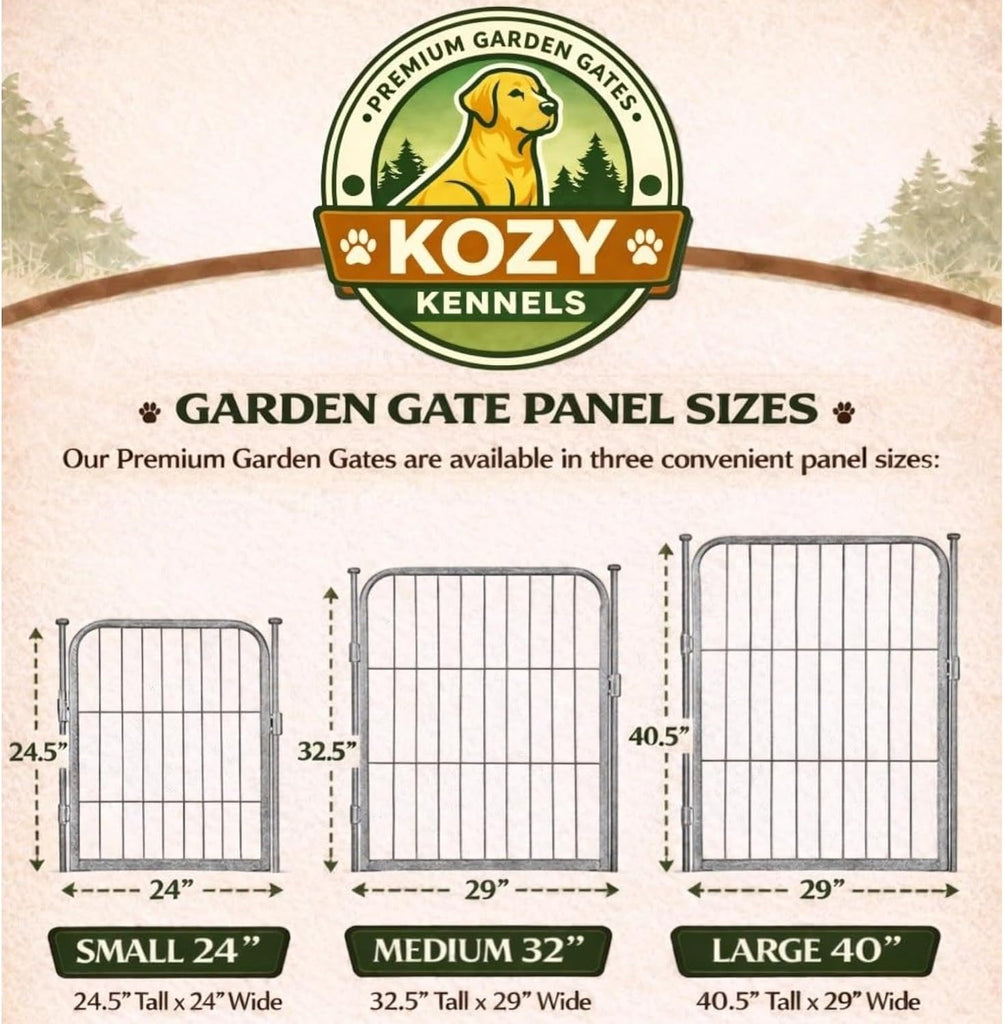 Decorative Outdoor Garden Fence - 40in, 8 Panels - Grey Heavy Duty Metal Fencing w/Anti-Rust Coating & Extra Wide
