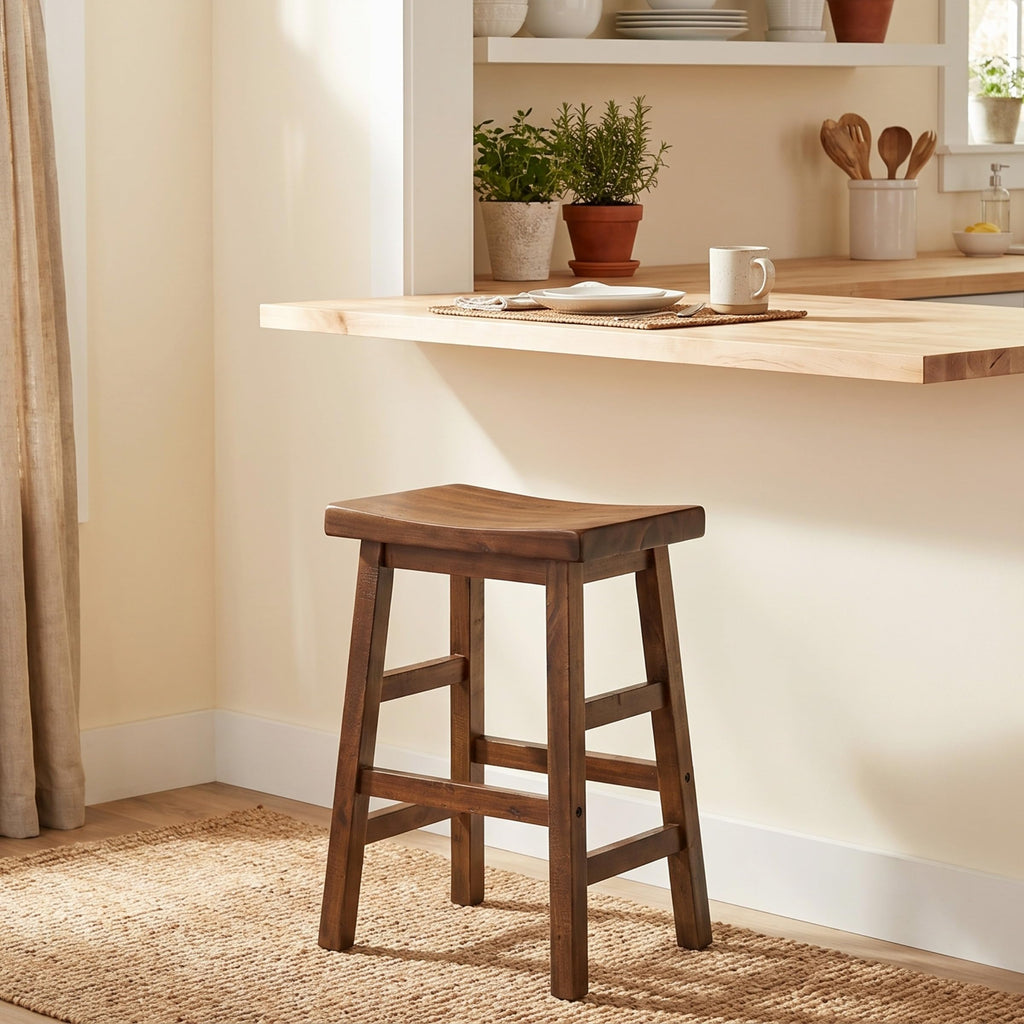 Durango Solid Wood Rustic Single Bar Stool, Natural, 26"
