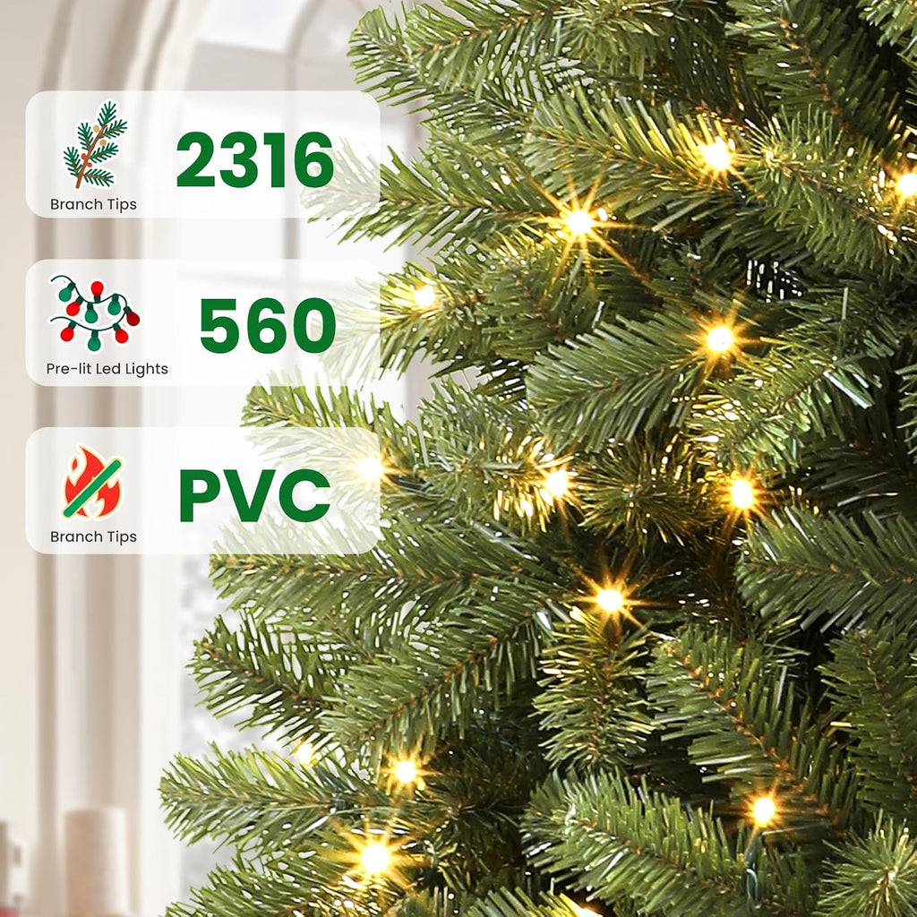 Artificial Prelit Classic Christmas Tree with Remote Control,Timer