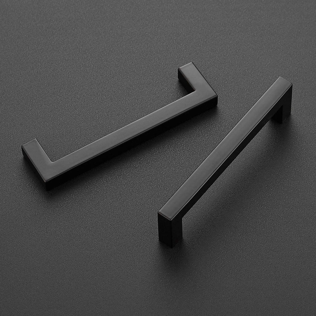 Matte Black Cabinet Handles Square Pulls 5 Inch 10 Pack