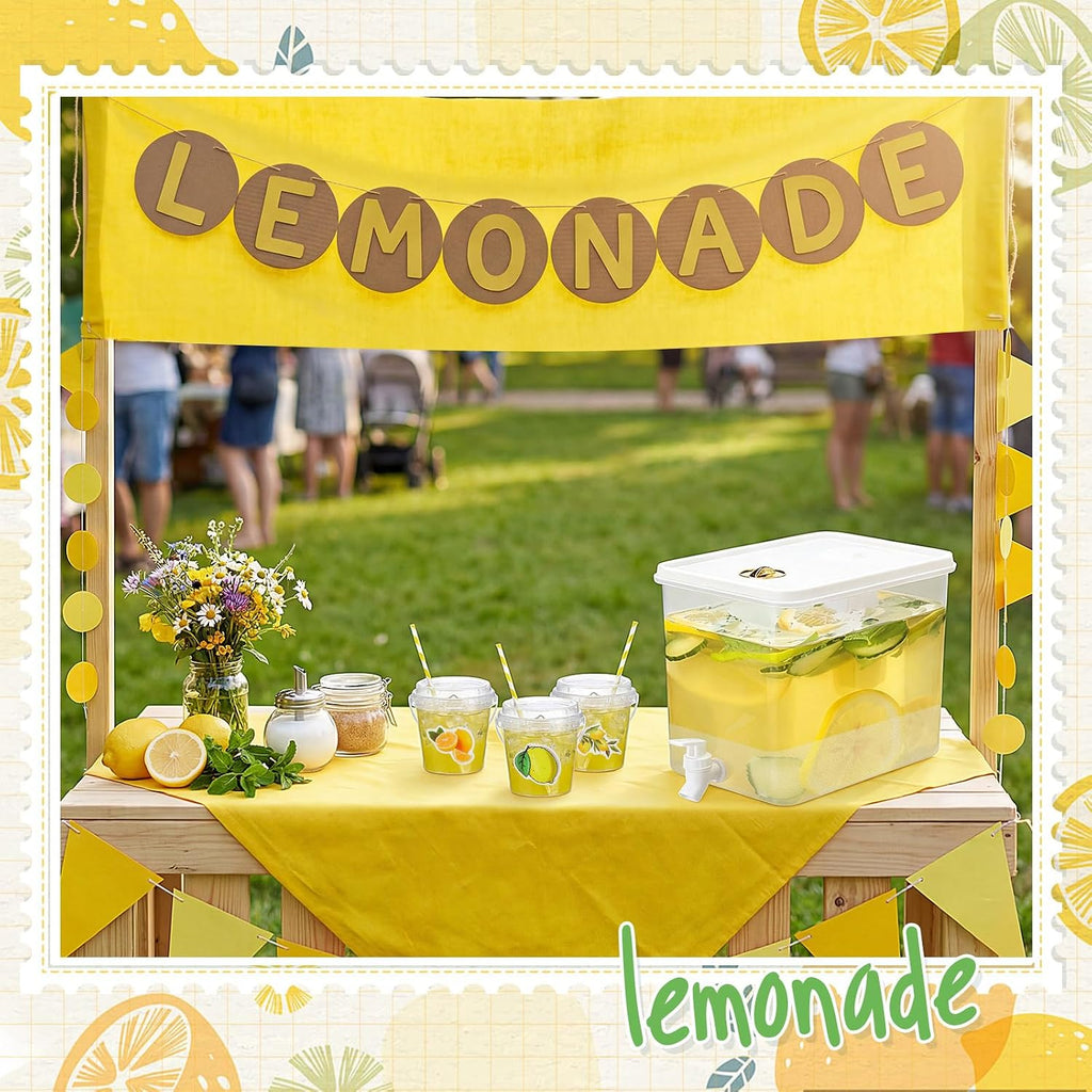 Lemonade Stand Supplies Include 2 Pack 2.3 Gallon Iced Beverage Dispenser with Spigot 30 Sets 16 oz Lemonade - Set of 2