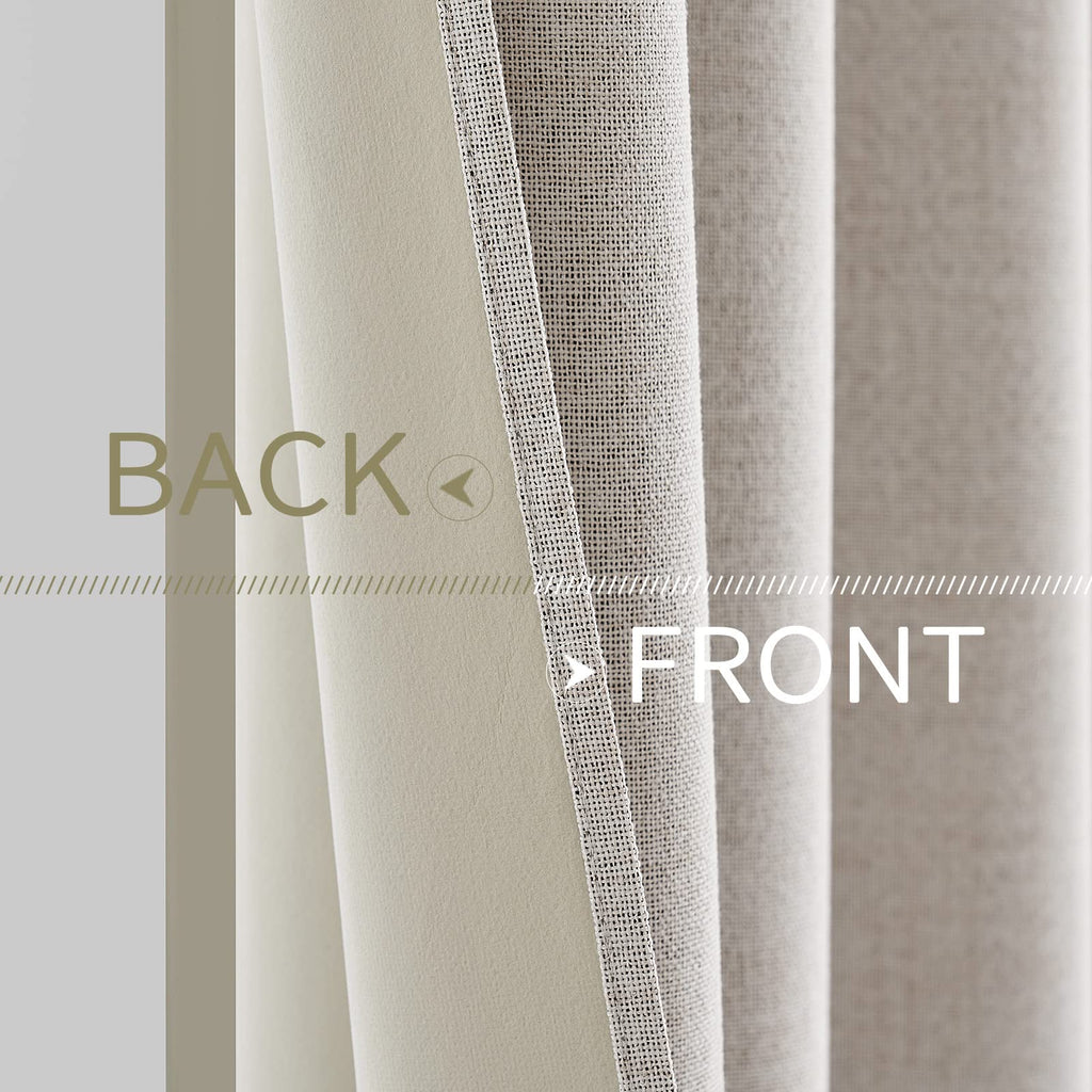 Extra Wide 100% Blackout Linen Curtains 100x84 Ivory