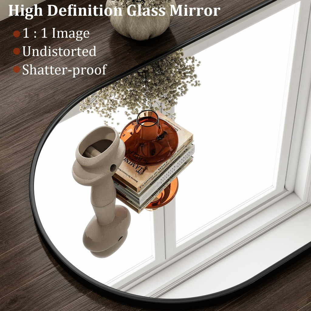 20"x30" Arched Bathroom Mirror Wall Mounted Black Arch Mirror
