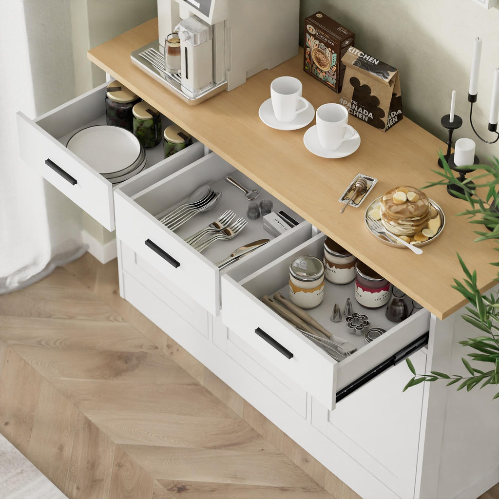 Buffet Cabinet with Storage - Buffets & Sideboards Kitchen Storage Cabinet, Wood Console Table Coffee Bar Accent