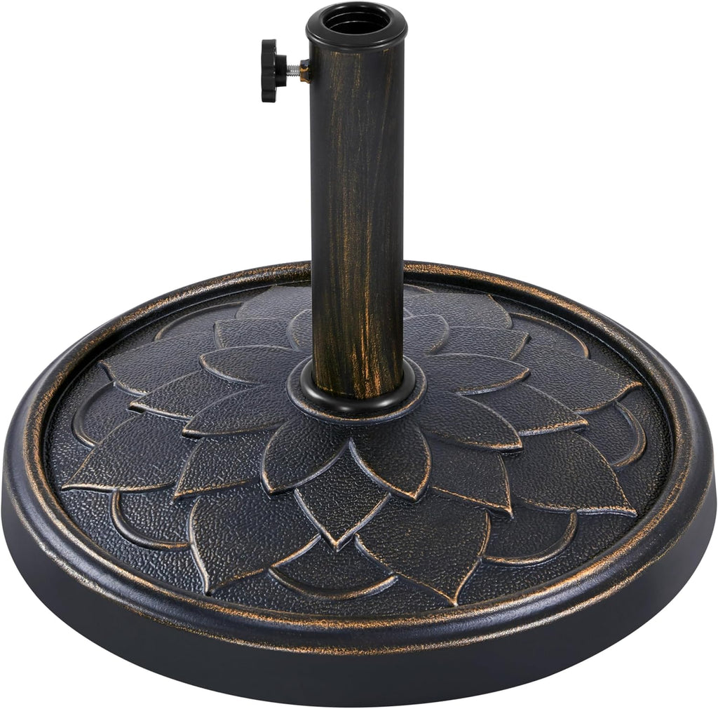 18'' Patio Umbrella Base 26.5lbs Heavy Duty Antiqued Outdoor Market Umbrella Stand All-Weather Resin Umbrella Base