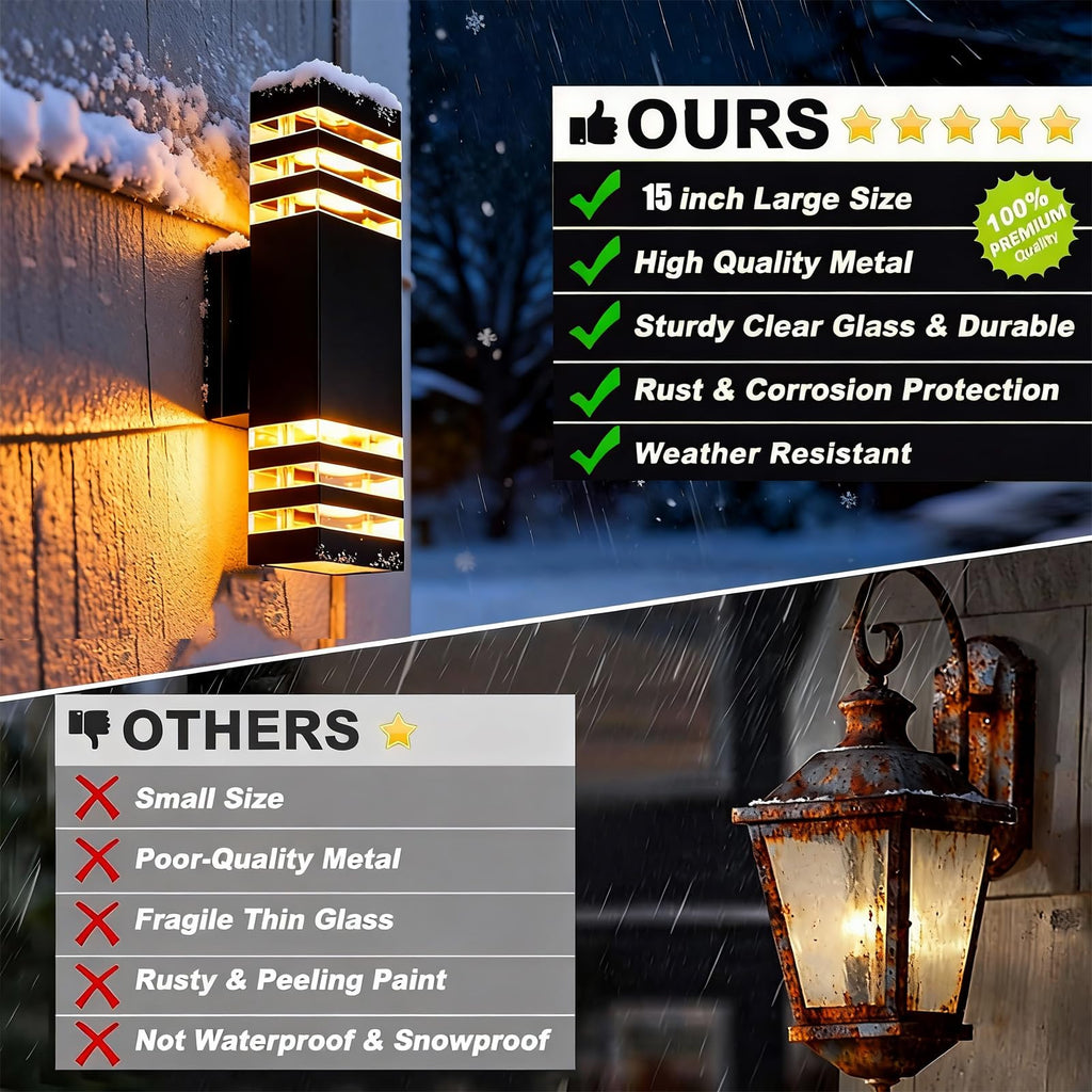 15inch LED Square Up & Down wall Lights, 14W Outdoor Wall Light 4000K Day White Aluminum Body Waterproof IP65 LED