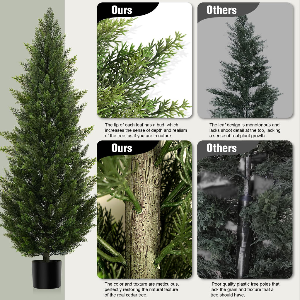 6FT UV-Resistant Artificial Cedar Trees for Front Porch Set of 2