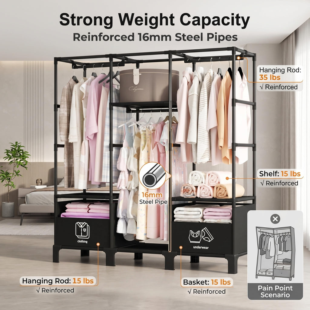 Portable Closet, Large Capacity Wardrobe Closet, Easy Assembly