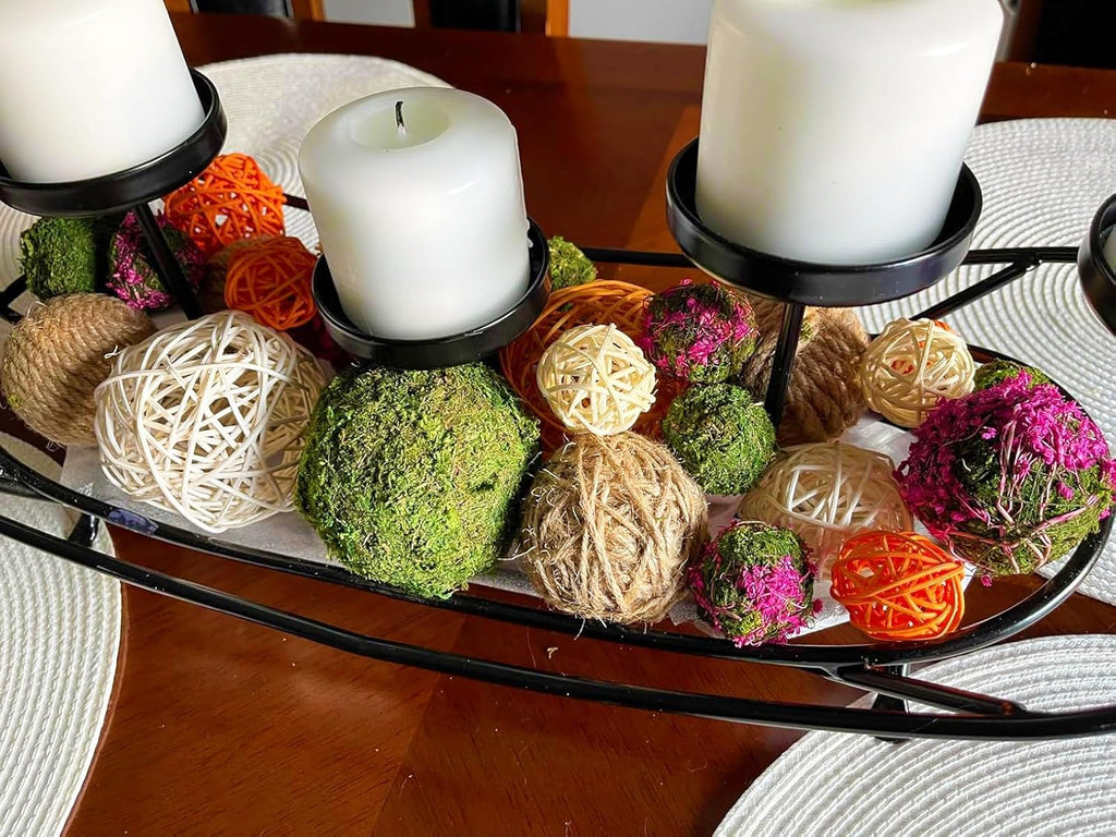 Decorative Balls, Wicker Balls, Moss Balls, Rattan Balls, Decorative Green Balls for Wicker Rattan Balls Set - Set of 24
