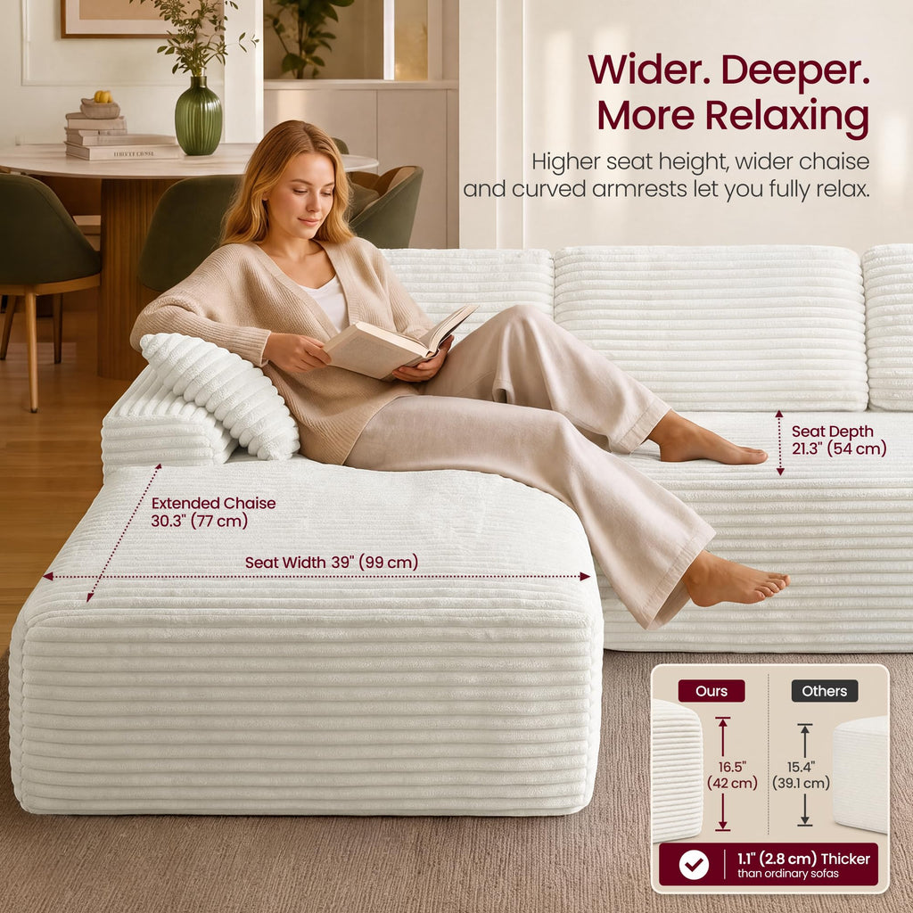 107.9" Cloud Sectional Sofa, Boneless Couch