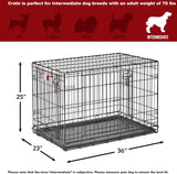 36-Inch LifeStages Crate for Medium-Large Breeds, 41-70 lbs, Double Door Folding Dog Crate with Divider Panel