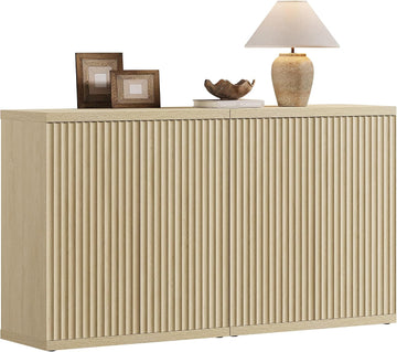 Buffet Cabinet with Storage Sideboard Cabinet with Doors & Shelves | Accent Sideboard Modern Credenza Fluted Storage