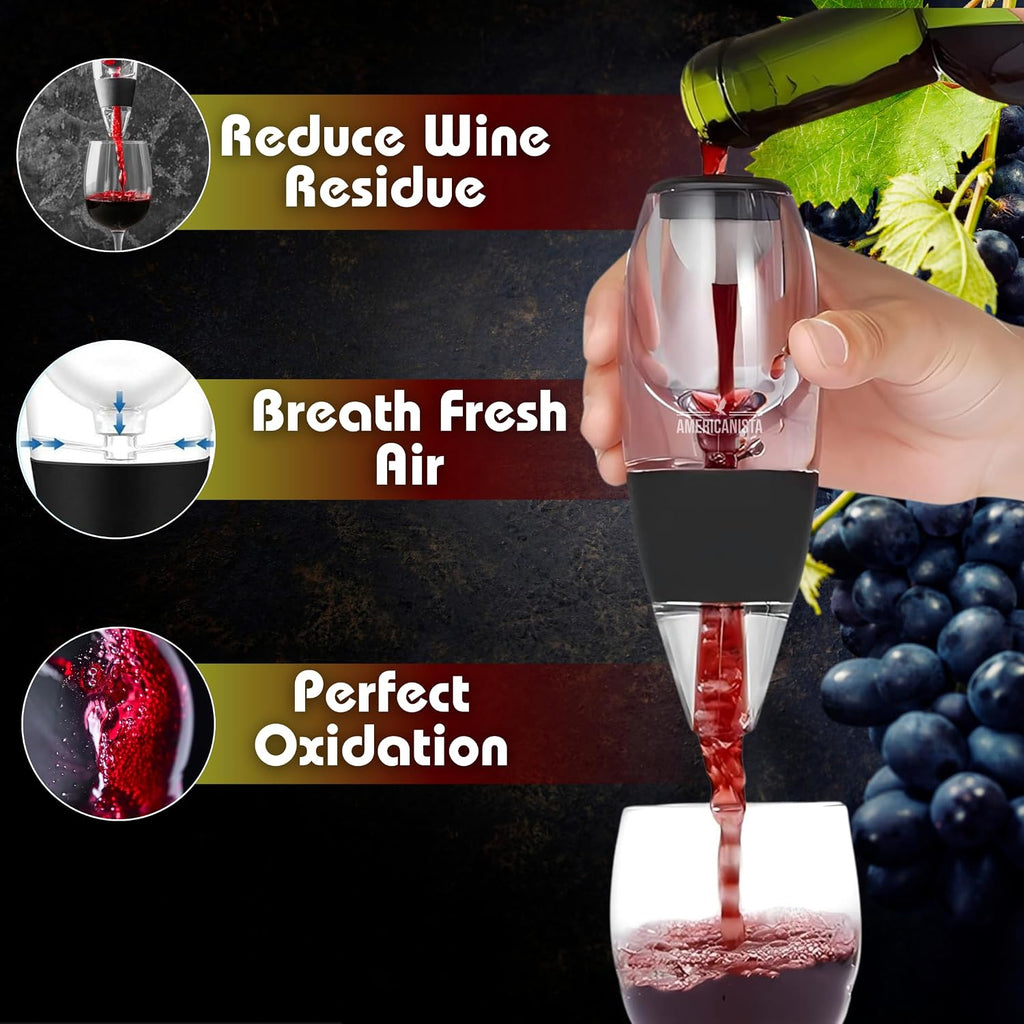 Red Wine Aerator- Wine Pourer- Decanter- Premium Wine Aerator with Stand - Decanter Aerating Spout with Filter