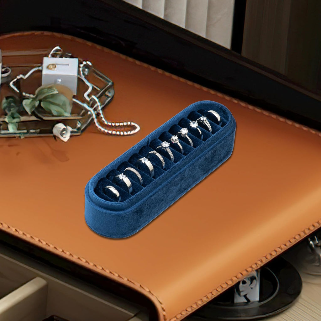 Velvet Small Multiple Ring Box Portable Organizer Display Storage