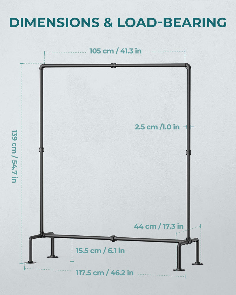 Heavy Duty Clothes Rack, Industrial Pipe Clothing Rack Freestanding
