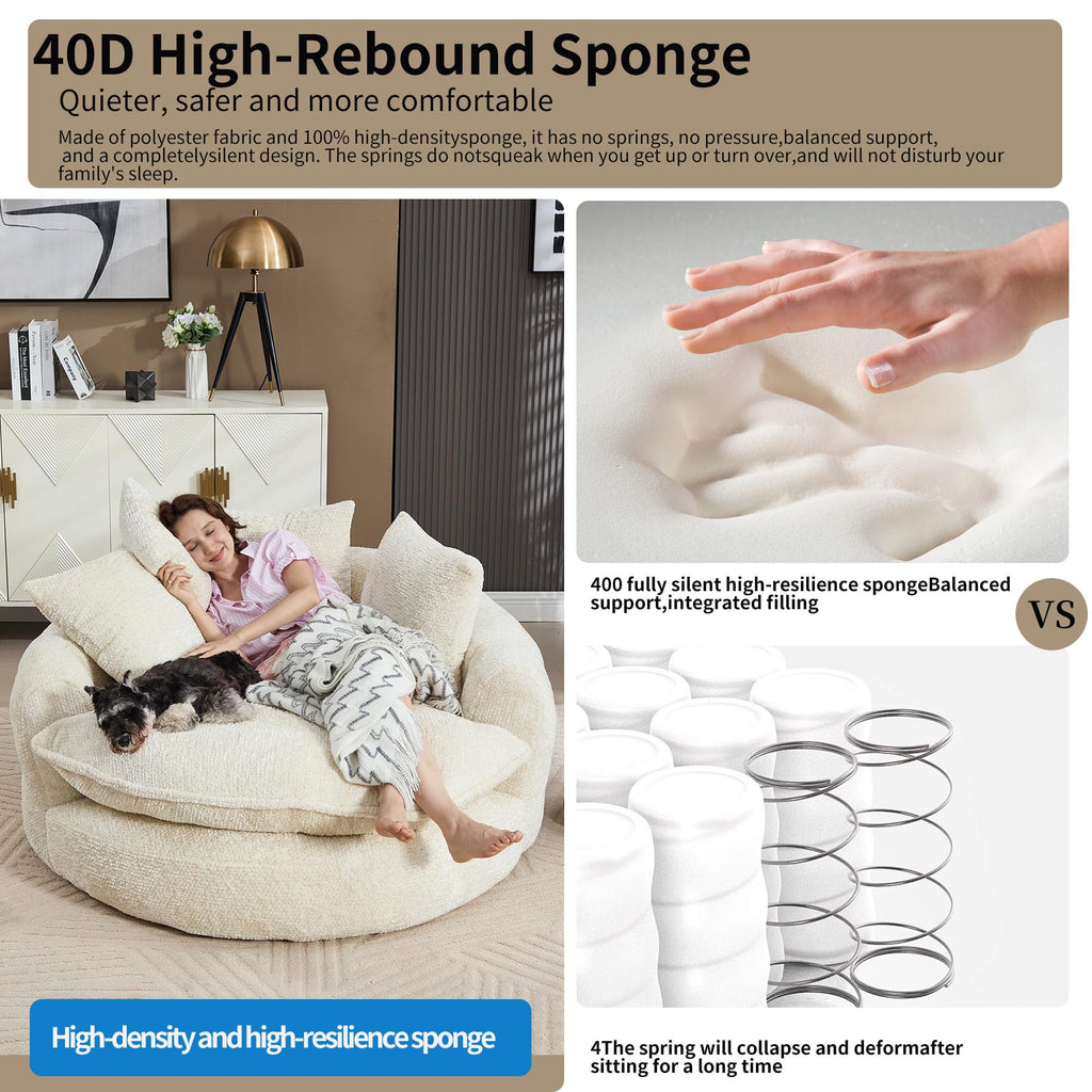 Oversized Chenille Round, Fluffy Reading Chair