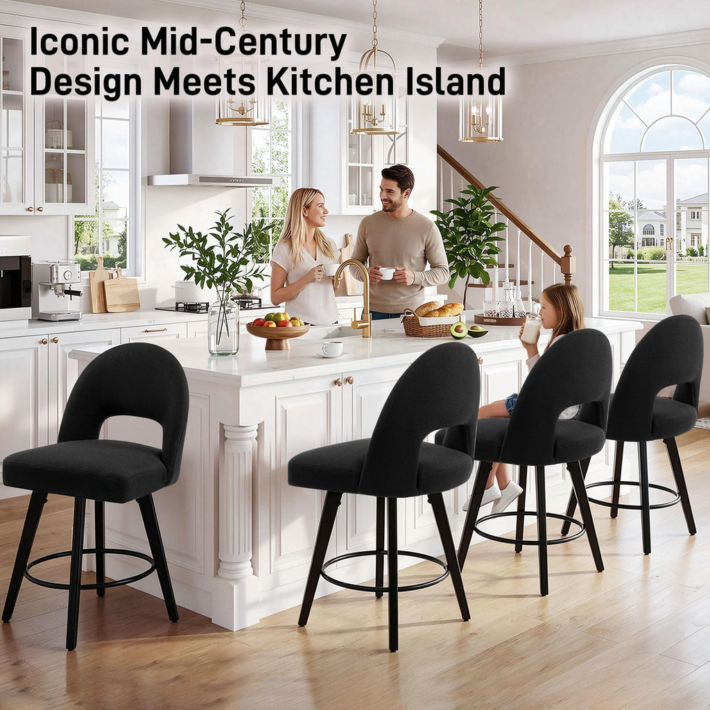 Counter Height Bar Stool, Swivel Upholstered Bar Chair