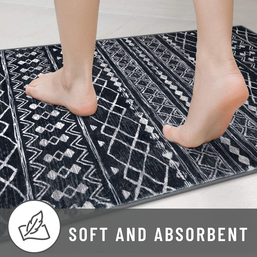 Hallway Runner Rug 2.6x12 Washable, Moroccan Vintage Black Boho