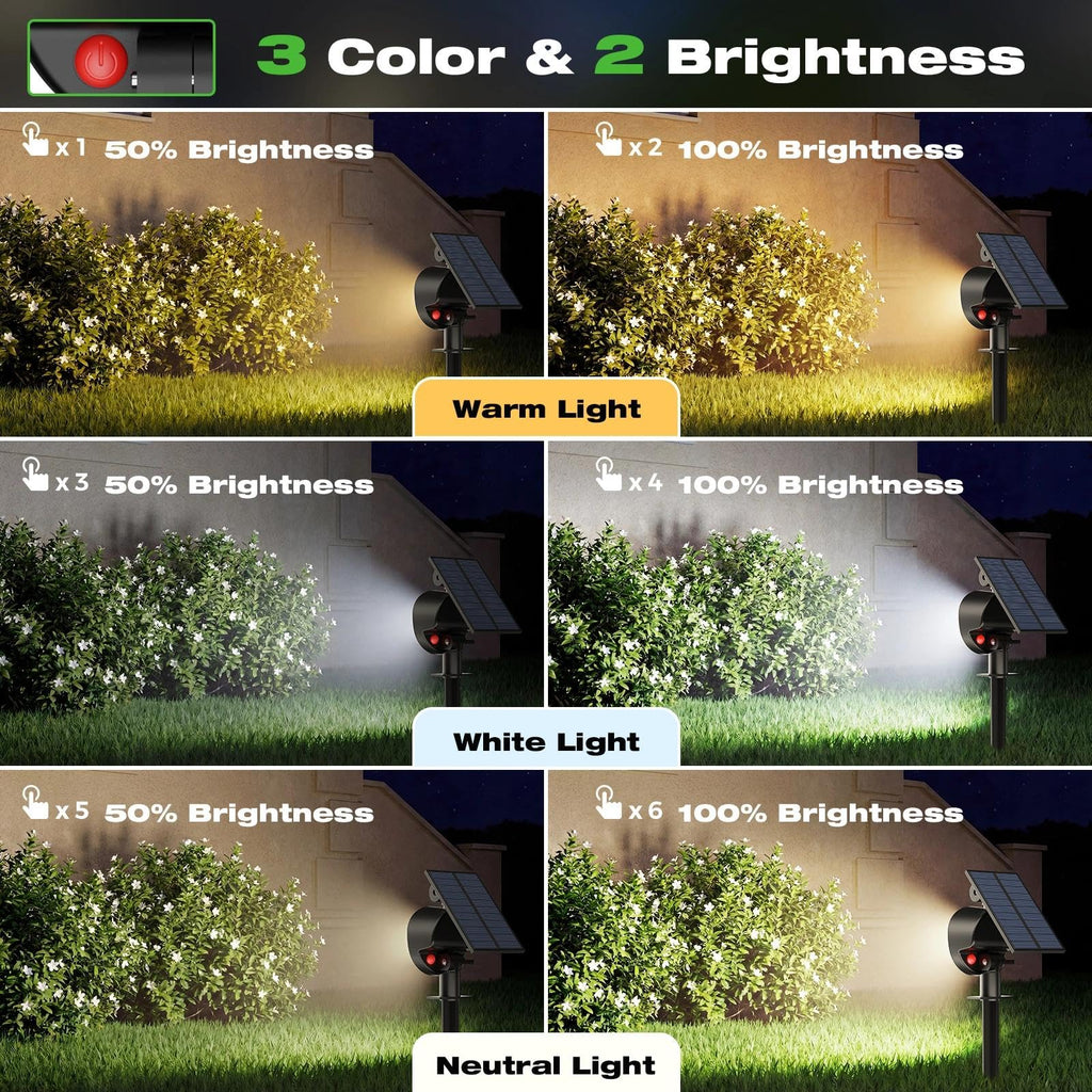 Solar Spot Lights Outdoor Waterproof, 3 CCT Landscape Spotlights