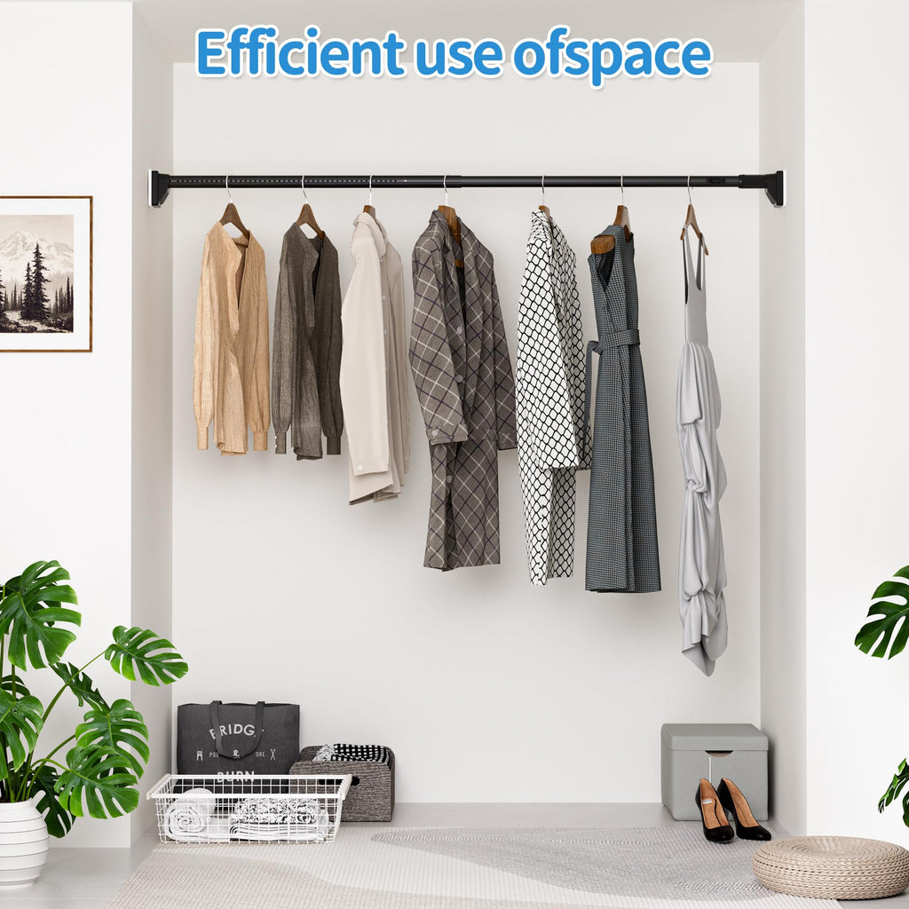 Heavy Duty Tension Pole with Suction Base & One-Click Extension, 1.26in Steel Clothes Rail & Curtain Rod 41-87in, No