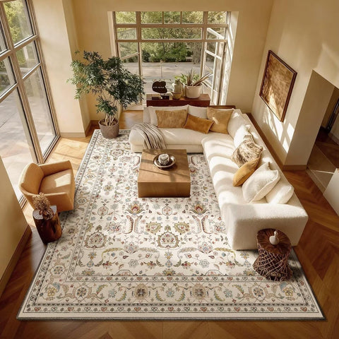 Washable 8x10 Area Rugs for Living Room, Boho Non-Slip Vintage Distress Large Rugs for Bedroom Dining Room Nursery