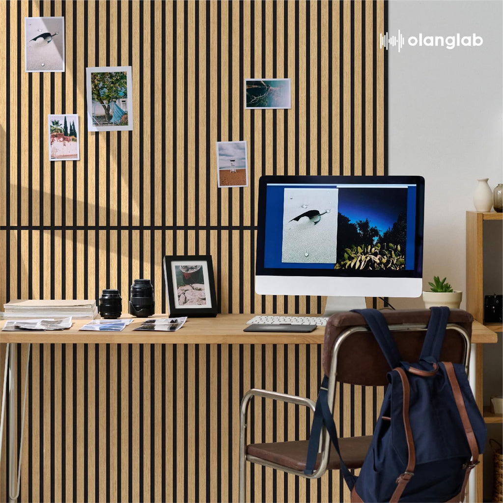 Wood Slat Wall Panels 4 Pack, Acoustic Wall Panels, 47.24'' x 23.62" Each 3D Wall Panels for Interior Wall Decor