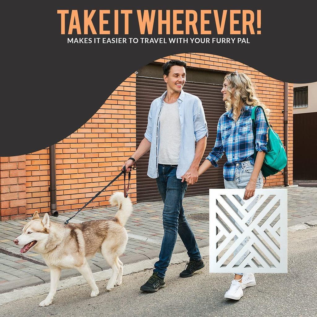Freestanding Dog Gate Expandable Decorative Wooden Fence for Small to Medium Pet Dogs, Barrier for Stairs, Doorways