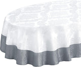 Valencia Two Tone Bordered Damask Fabric Tablecloth, Wrinkle and Stain Resistant Dining Room, Party 