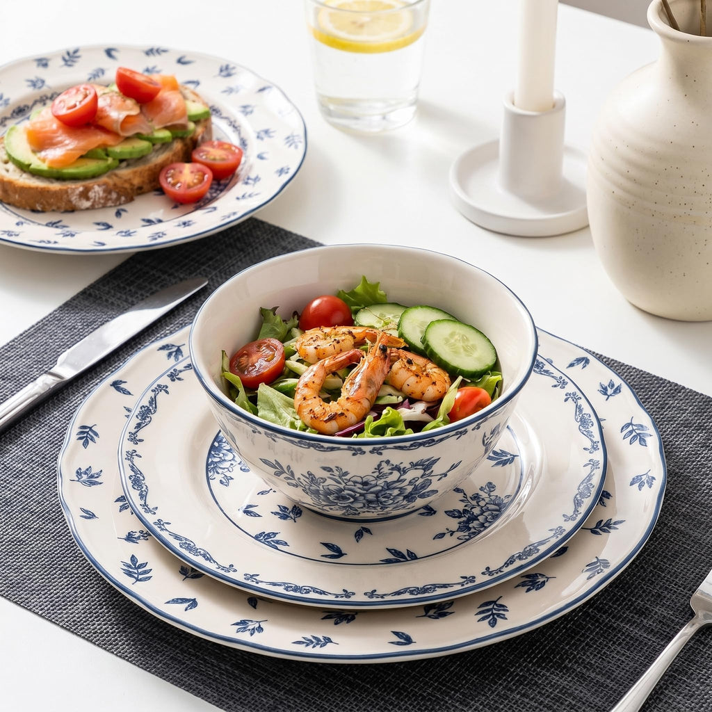Ceramic Dinnerware Set, Series Western I(Vintage Cobalt Blue)