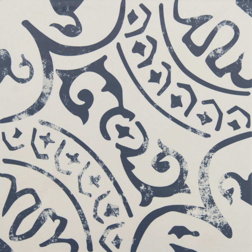 Porcelain Floor & Wall Tile | Indigo Encaustic | 8" x 8"